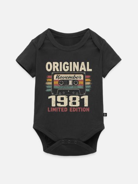 November 1981 Geschenk November 1981 - Baby Premium Kurzarmbody - Schwarz