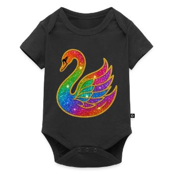 Rainbow Glitter Swan Mother - Baby Premium short-sleeve bodysuit - black - Front