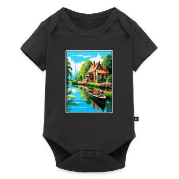 Giethoorn Riverside Cottage in Summer Bloom - Baby Premium short-sleeve bodysuit - black - Front