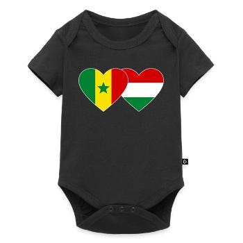 Sénégal Hongrie Drapeau Mains Coeur Forme - Body à manches courtes Premium Bébé - noir - Devant