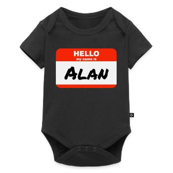 Hello My Name Is Alan Label Name Tag - Baby Premium short-sleeve bodysuit - black - Front