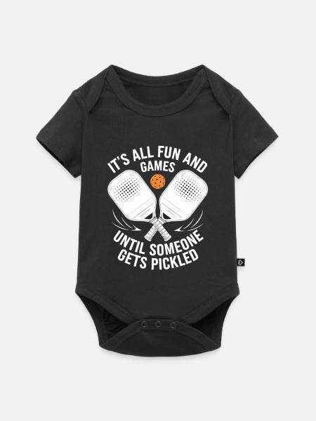 Pickleball Ausrüstung Lustiger Paddle Schläger - Baby Premium Kurzarmbody - Schwarz