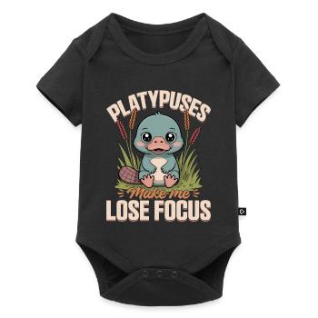 Esthétique amusante Kawaii Platypus - Body à manches courtes Premium Bébé - noir - Devant