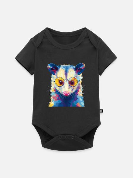 Opossum Possum Sonnenbrille - Baby Premium Kurzarmbody - Schwarz