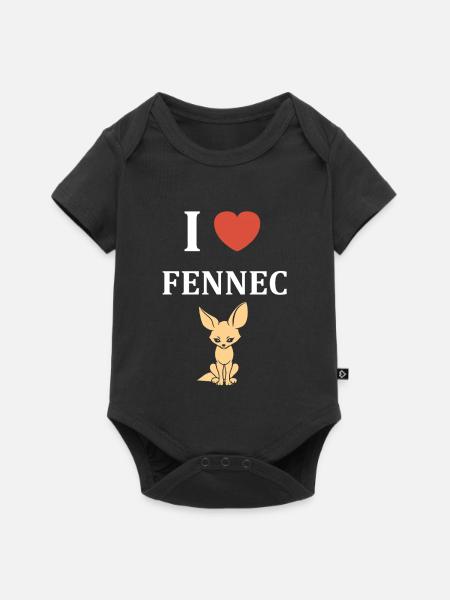 Ich liebe Fennec und Herz - Baby Premium Kurzarmbody - Schwarz