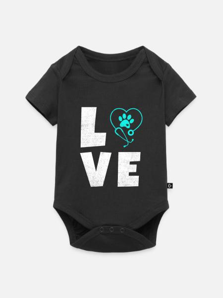 Tierliebe Logo mit Pfotenherz - Baby Premium Kurzarmbody - Schwarz