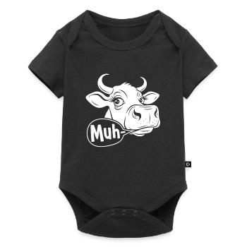 Moo Cow Cartoon Saying - Baby Premium short-sleeve bodysuit - black - Front