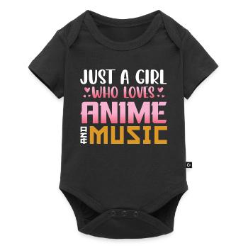 Nur ein Mädchen liebt Anime Musik - Baby Premium Kurzarmbody - Schwarz - Vorne