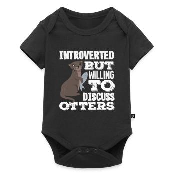 Sea Otter Cartoon Introvert - Baby Premium short-sleeve bodysuit - black - Front