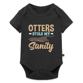 Sea Otter Cartoon Sanity - Baby Premium short-sleeve bodysuit - black - Front