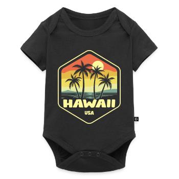 Hawaii Palmiers Crépuscule Vintage - Body à manches courtes Premium Bébé - noir - Devant