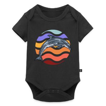 Dolphin in wave pattern - Baby Premium short-sleeve bodysuit - black - Front