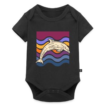 Dauphin sur des vagues colorées - Body à manches courtes Premium Bébé - noir - Devant