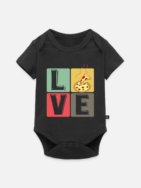 PizzaLove Blockkunst - Baby Premium Kurzarmbody - Schwarz
