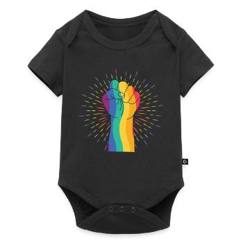 Poing arc-en-ciel de la diversité - Body à manches courtes Premium Bébé - noir - Devant