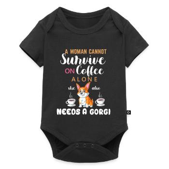 Femme a besoin de café et de chemise drôle de corgi - Body à manches courtes Premium Bébé - noir - Devant