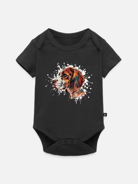 Beagle Farbexplosion - Baby Premium Kurzarmbody - Schwarz