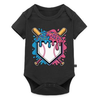 Baseball Home Plate Mit Eis Und Streuseln - Baby Premium Kurzarmbody - Schwarz - Vorne