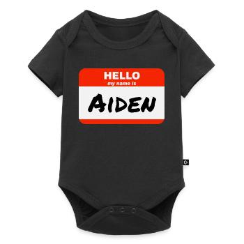 Bonjour, je m’appelle Aiden Étiquette Nom Tag - Body à manches courtes Premium Bébé - noir - Devant
