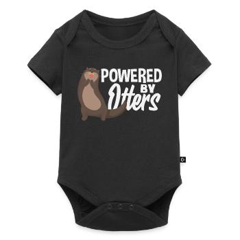Powered by Sea Otter Cartoon - Baby Premium short-sleeve bodysuit - black - Front