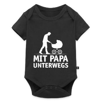 Werdender Vater MIT PAPA UNTERWEGS Lustiges - Baby Premium Kurzarmbody - Schwarz - Vorne