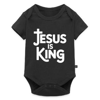 Jesus Is King Christian Cross Faith - Baby Premium short-sleeve bodysuit - black - Front