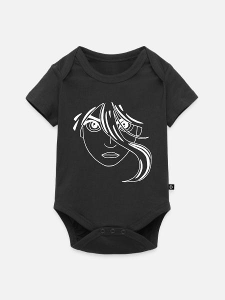 Weißes Manga-Gesicht - Baby Premium Kurzarmbody - Schwarz