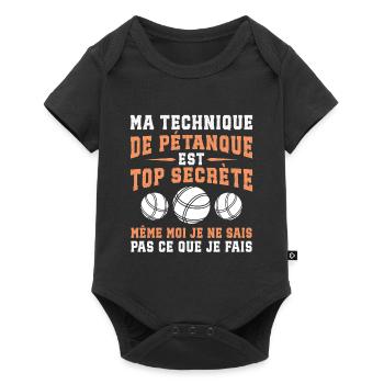 My petanque technique is top secret bowler - Baby Premium short-sleeve bodysuit - black - Front