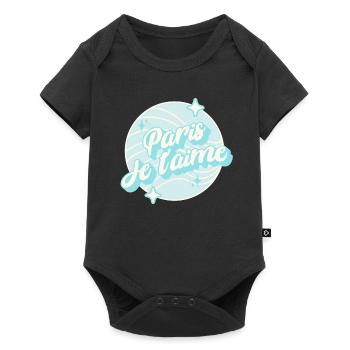 Paris I Love You Pastellblau - Baby Premium Kurzarmbody - Schwarz - Vorne