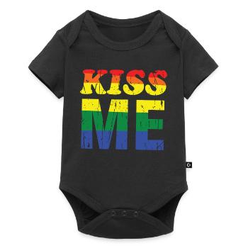 Kiss Me Rainbow Police rétro - Body à manches courtes Premium Bébé - noir - Devant