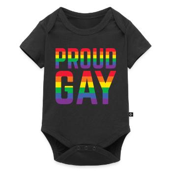 Fier lettrage arc-en-ciel gay - Body à manches courtes Premium Bébé - noir - Devant