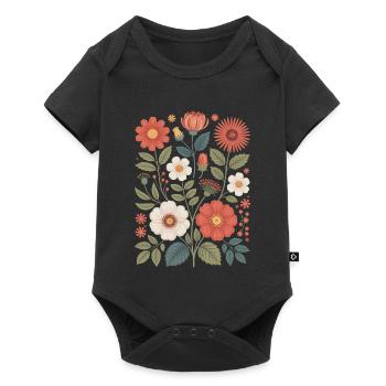 Botanical Flower Diversity Garden Meadow Nature - Baby Premium short-sleeve bodysuit - black - Front