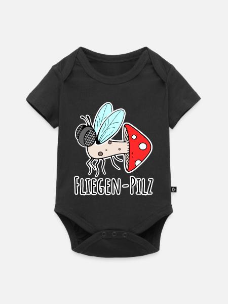 Fliegenpilz - Halb Fliege halb Pilz - Baby Premium Kurzarmbody - Schwarz