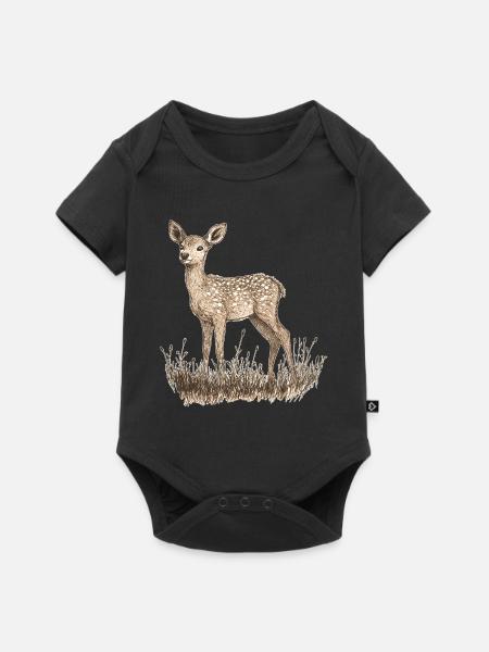 Reh - Baby Premium Kurzarmbody - Schwarz