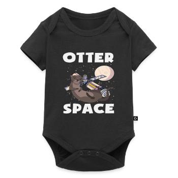 Loutre de mer dessin animé jeu de mots sur l’espace - Body à manches courtes Premium Bébé - noir - Devant