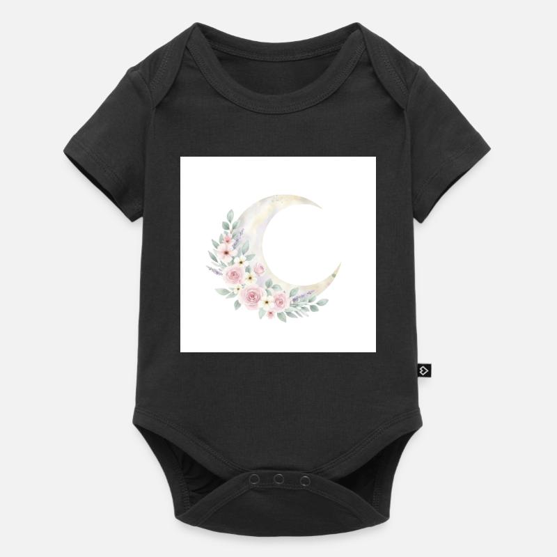 Couronne de fleurs de lune - Body à manches courtes Premium Bébé - noir