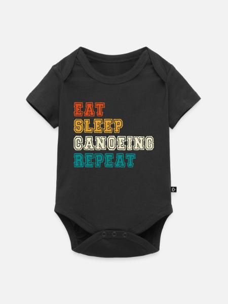 Eat Sleep Canoeing Repeat Farbblock - Baby Premium Kurzarmbody - Schwarz