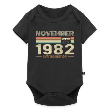 November 1982 Vintage Birthday Retro Tee - Baby Premium short-sleeve bodysuit - black - Front