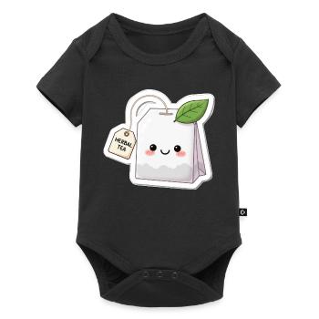 Kawaii Herbal Tea Bag Illustration - Baby Premium short-sleeve bodysuit - black - Front