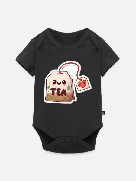 Kawaii Teebeutel Herzdesign - Baby Premium Kurzarmbody - Schwarz