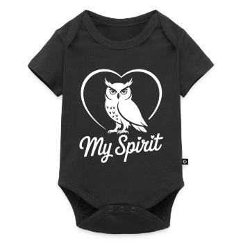 Owl with heart - Baby Premium short-sleeve bodysuit - black - Front