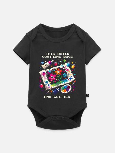 Enthält Bugs & Glitzer | Homeschool Basteln - Baby Premium Kurzarmbody - Schwarz
