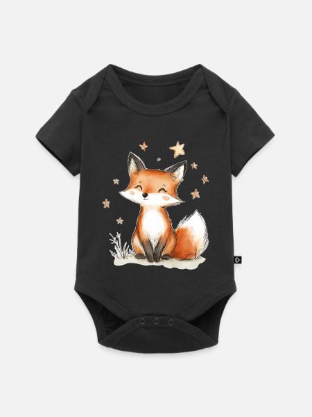Fuchs und Sterne - Baby Premium Kurzarmbody - Schwarz