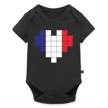 Drapeau Pixel Heart France - Body à manches courtes Premium Bébé - noir - Devant