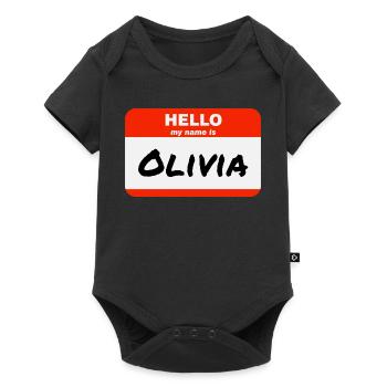 Bonjour, je m’appelle Olivia Étiquette Étiquette Étiquette - Body à manches courtes Premium Bébé - noir - Devant