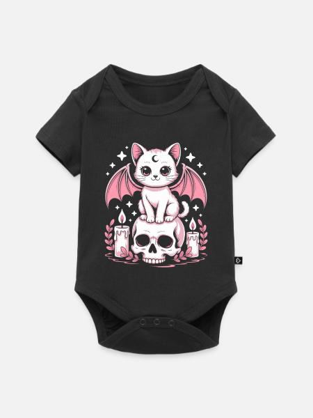 Kawaii Pastel Goth Katze - Baby Premium Kurzarmbody - Schwarz