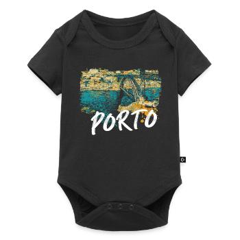 Pont D. Luis Porto illustration colorée Douro - Body à manches courtes Premium Bébé - noir - Devant