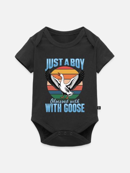 Funny Bird Goose - Baby Premium Kurzarmbody - Schwarz
