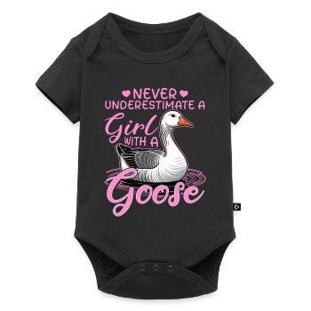 Funny Bird Goose - Baby Premium short-sleeve bodysuit - black - Front