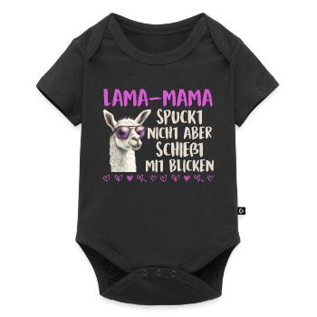 Bientôt maman LLAMA MAMAN NE CRACHE PAS REGARDS - Body à manches courtes Premium Bébé - noir - Devant